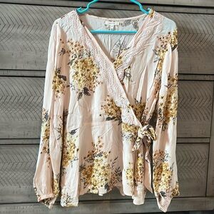 Faux wrap peasant top